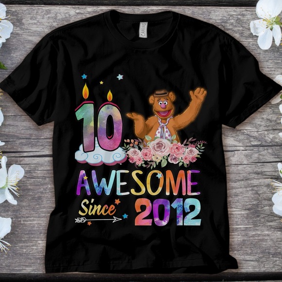 Fozzie Bear Awesome Since 2012 10th Birthday 10 Years Old Unisex Adult T-shirt - Picture 1 of 2